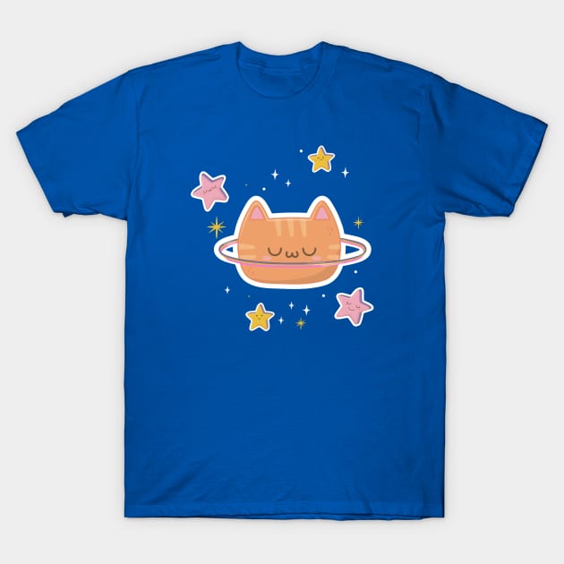 The Faraway But Ridiculously Cute Planet Of Caturn T-Shirt by LittleBunnySunshine
